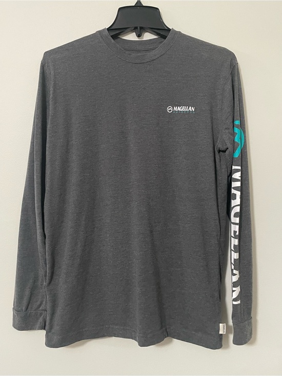 Magellan Outdoors Other - Magellan Outdoors Charcoal Long-Sleeve Logo Tee with Teal Accent